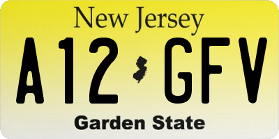 NJ license plate A12GFV