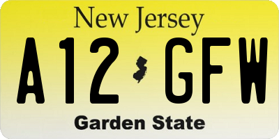 NJ license plate A12GFW