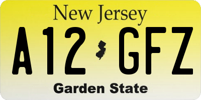 NJ license plate A12GFZ