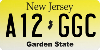 NJ license plate A12GGC