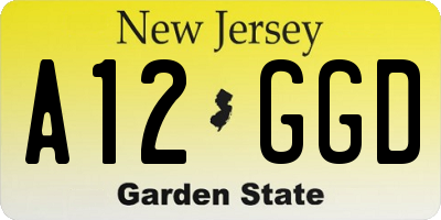 NJ license plate A12GGD