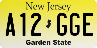 NJ license plate A12GGE