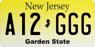 NJ license plate A12GGG