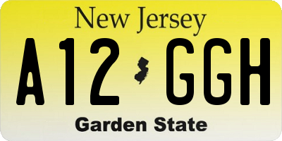 NJ license plate A12GGH