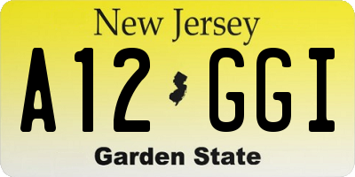 NJ license plate A12GGI