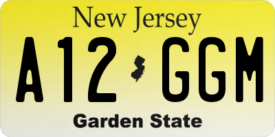 NJ license plate A12GGM