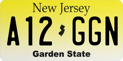 NJ license plate A12GGN