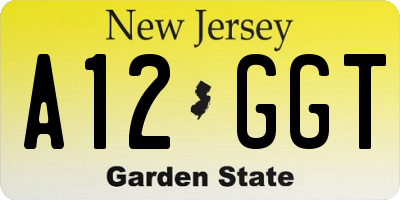 NJ license plate A12GGT