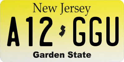 NJ license plate A12GGU