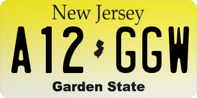 NJ license plate A12GGW