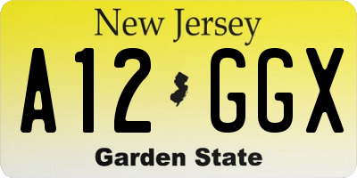 NJ license plate A12GGX