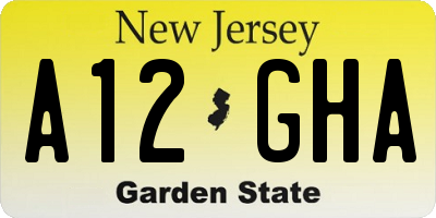 NJ license plate A12GHA