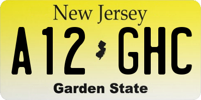 NJ license plate A12GHC