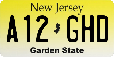 NJ license plate A12GHD