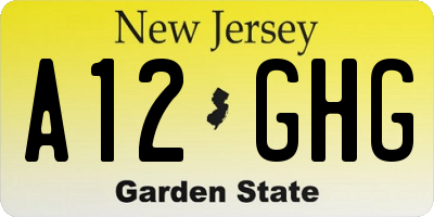 NJ license plate A12GHG