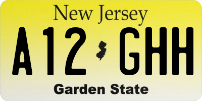 NJ license plate A12GHH