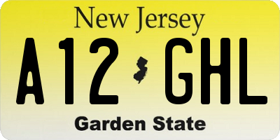 NJ license plate A12GHL