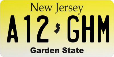 NJ license plate A12GHM