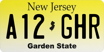 NJ license plate A12GHR