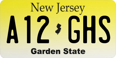 NJ license plate A12GHS