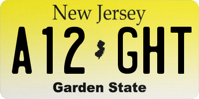 NJ license plate A12GHT