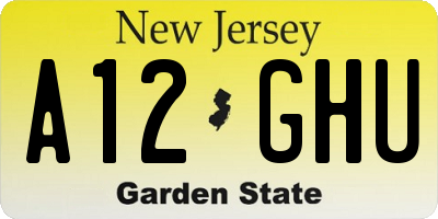 NJ license plate A12GHU