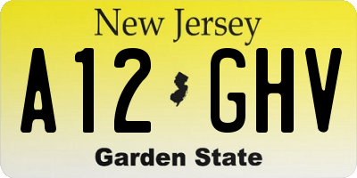 NJ license plate A12GHV