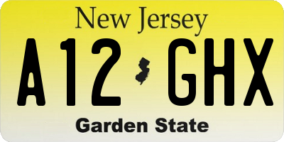 NJ license plate A12GHX