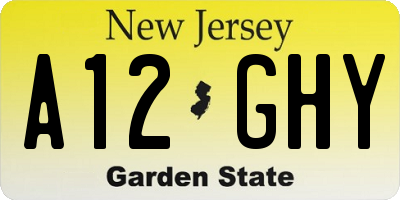 NJ license plate A12GHY