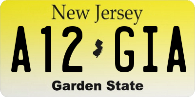 NJ license plate A12GIA