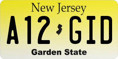 NJ license plate A12GID