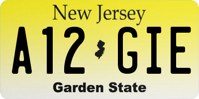 NJ license plate A12GIE