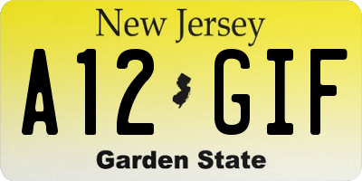 NJ license plate A12GIF