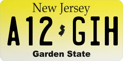 NJ license plate A12GIH