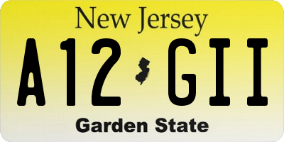 NJ license plate A12GII