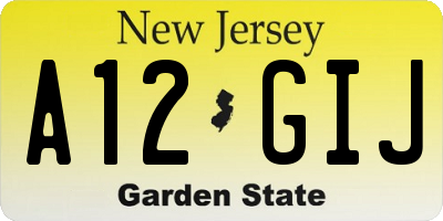 NJ license plate A12GIJ