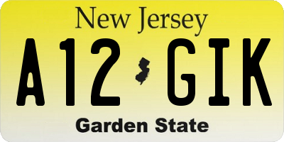 NJ license plate A12GIK