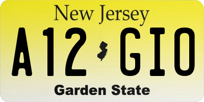NJ license plate A12GIO