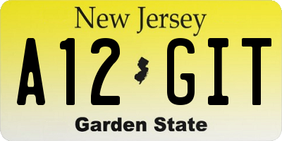 NJ license plate A12GIT