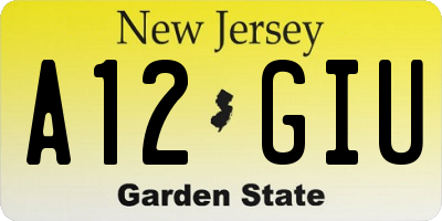 NJ license plate A12GIU