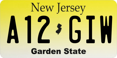 NJ license plate A12GIW