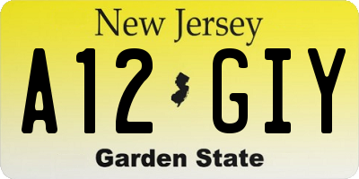 NJ license plate A12GIY