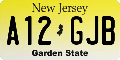 NJ license plate A12GJB