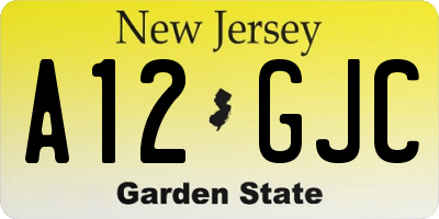 NJ license plate A12GJC