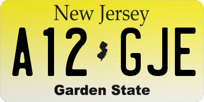 NJ license plate A12GJE