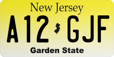 NJ license plate A12GJF