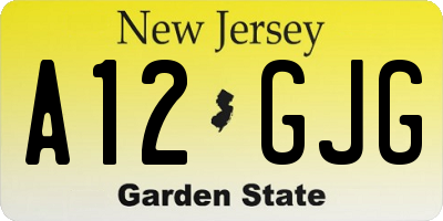 NJ license plate A12GJG