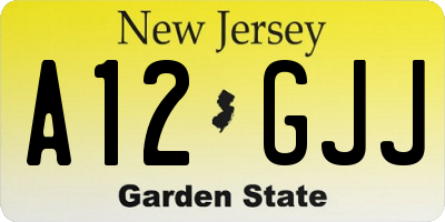 NJ license plate A12GJJ