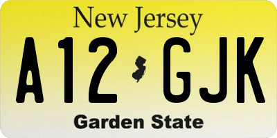 NJ license plate A12GJK