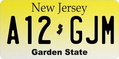 NJ license plate A12GJM